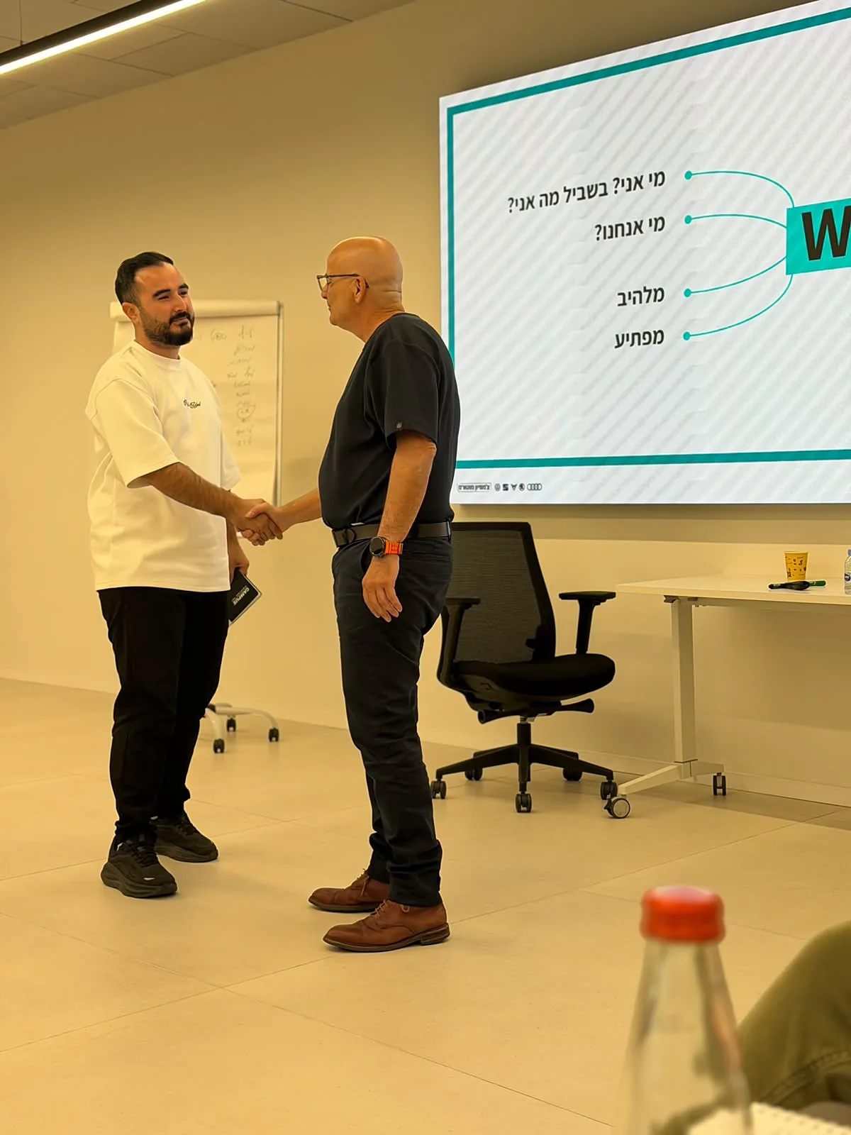 איציק חיקי מתרגל עם נציג מכירות פתיחת שיחה מול לקוח בהדרכת נציגי מכירות בצ'מפיון מוטורס